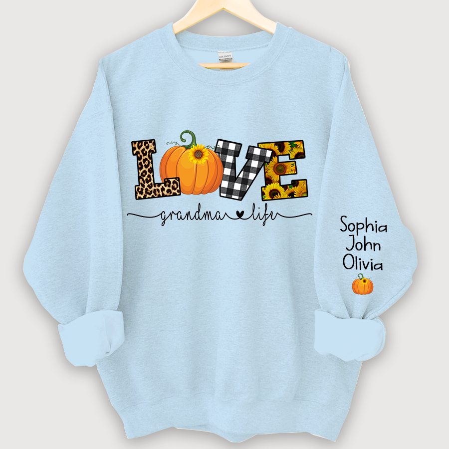 Lofaris Personalized Love Grandmalife Pumpkin Autumn And Grandkids Sweatshirt