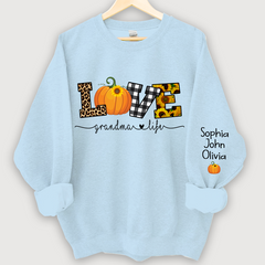 Lofaris Personalized Love Grandmalife Pumpkin Autumn And Grandkids Sweatshirt