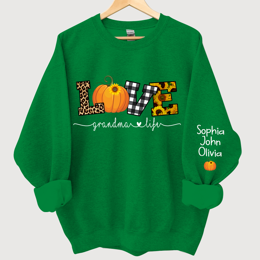 Lofaris Personalized Love Grandmalife Pumpkin Autumn And Grandkids Sweatshirt