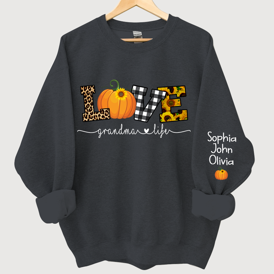 Lofaris Personalized Love Grandmalife Pumpkin Autumn And Grandkids Sweatshirt