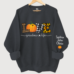 Lofaris Personalized Love Grandmalife Pumpkin Autumn And Grandkids Sweatshirt