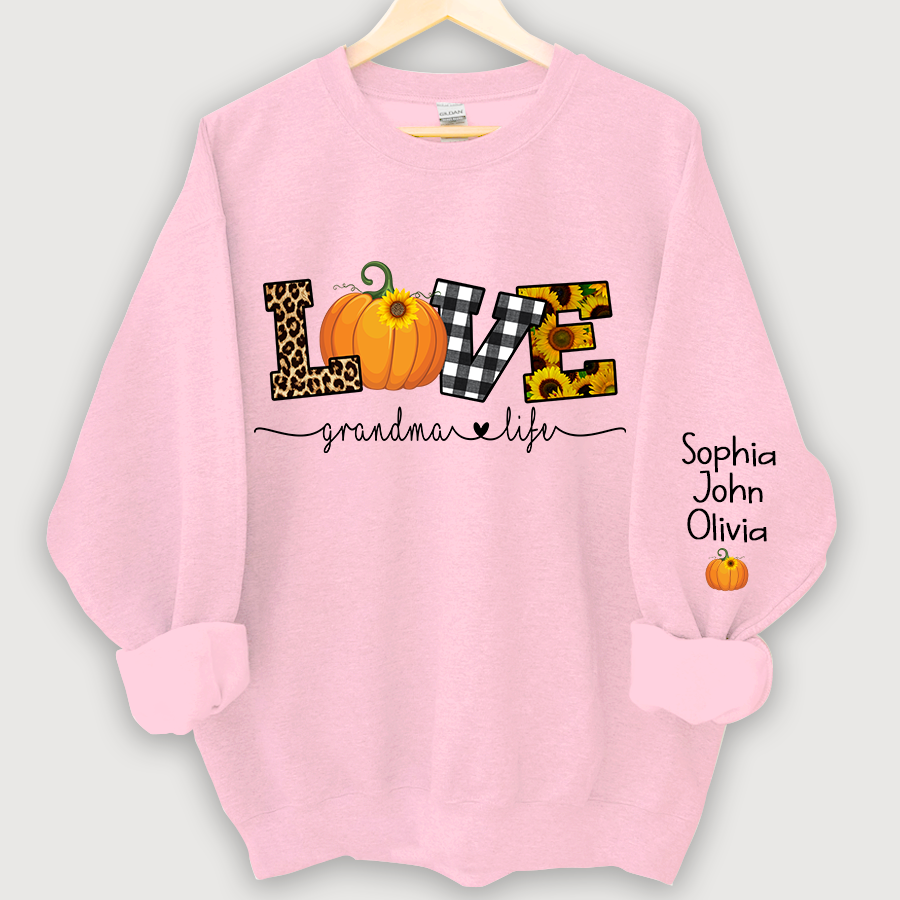 Lofaris Personalized Love Grandmalife Pumpkin Autumn And Grandkids Sweatshirt