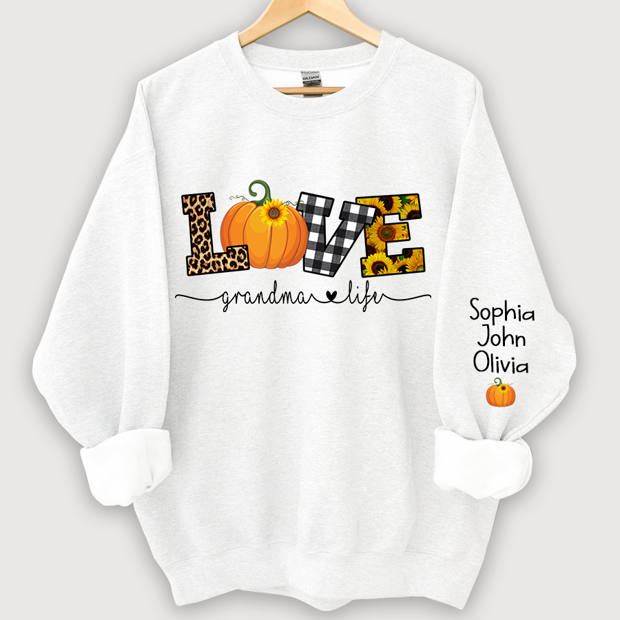 Lofaris Personalized Love Grandmalife Pumpkin Autumn And Grandkids Sweatshirt