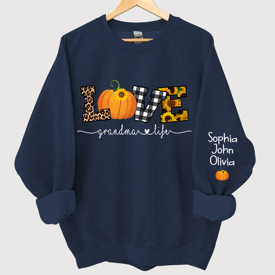 Lofaris Personalized Love Grandmalife Pumpkin Autumn And Grandkids Sweatshirt