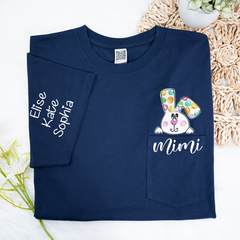 Lofaris Personalized Lovely Bunny Mimi Pocket Easter T-Shirt