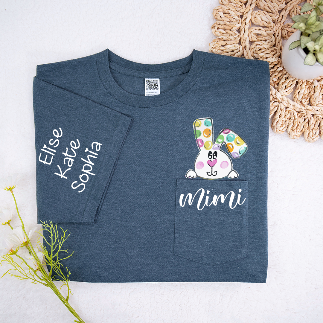 Lofaris Personalized Lovely Bunny Mimi Pocket Easter T-Shirt