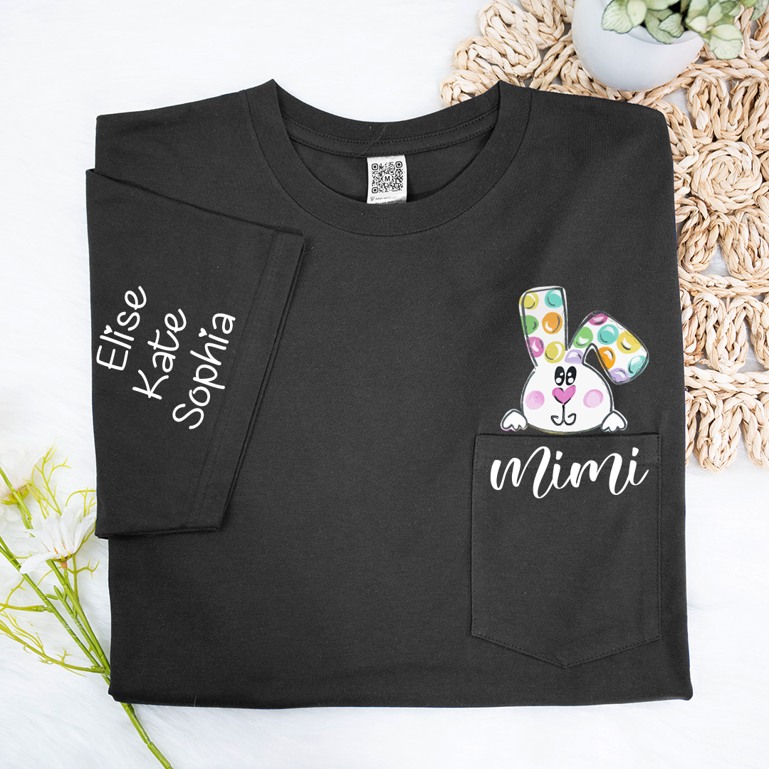 Lofaris Personalized Lovely Bunny Mimi Pocket Easter T-Shirt