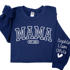 Lofaris Mama Sweatshirt With Personalized Child¡¯s Name Embossed On Sleeve Mother¡¯s Day Gift LTP01