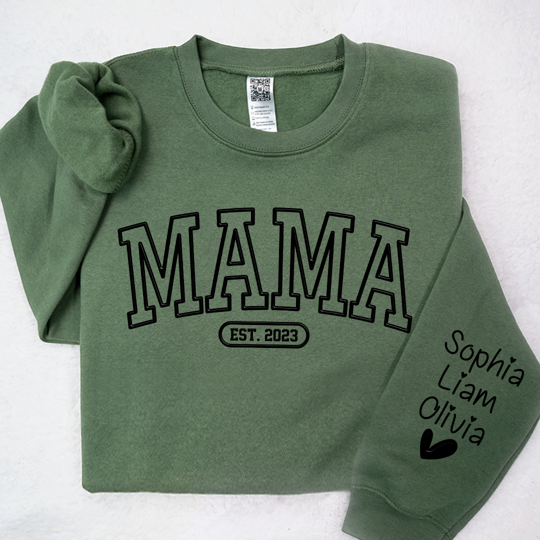 Lofaris Mama Sweatshirt With Personalized Child¡¯s Name Embossed On Sleeve Mother¡¯s Day Gift LTP01