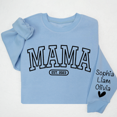 Lofaris Mama Sweatshirt With Personalized Child¡¯s Name Embossed On Sleeve Mother¡¯s Day Gift LTP01