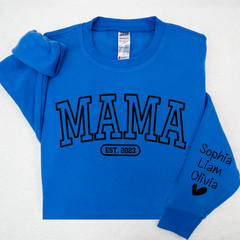 Lofaris Mama Sweatshirt With Personalized Child¡¯s Name Embossed On Sleeve Mother¡¯s Day Gift LTP01