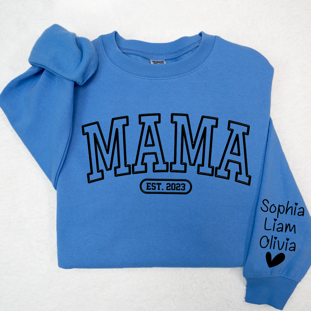 Lofaris Mama Sweatshirt With Personalized Child¡¯s Name Embossed On Sleeve Mother¡¯s Day Gift LTP01