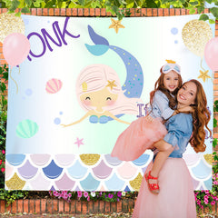 Lofaris Personalized Mermaid Birthday Backdrop Decor