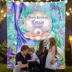 Lofaris Personalized Mermaid Happy Birthday Ocean Backdrop