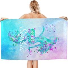 Lofaris Personalized Mermaid Princess Sand Free Beach Towel