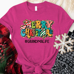Lofaris Personalized Merry Christmas Grandma Life T-Shirt