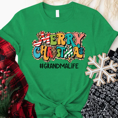 Lofaris Personalized Merry Christmas Grandma Life T-Shirt