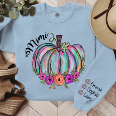 Lofaris Personalized Mimi Pumpkin Flower Color & Kids Autumn Grandma Gift TH Sweatshirt