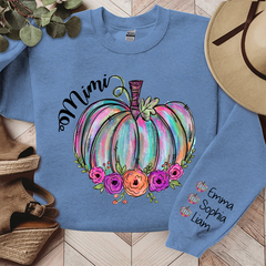 Lofaris Personalized Mimi Pumpkin Flower Color & Kids Autumn Grandma Gift TH Sweatshirt