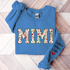 Lofaris Personalized Mimi Flower Pattern Gift Sweatshirt