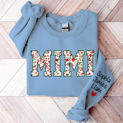Lofaris Personalized Mimi Flower Pattern Gift Sweatshirt
