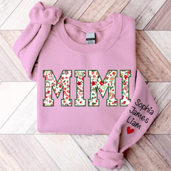 Lofaris Personalized Mimi Flower Pattern Gift Sweatshirt
