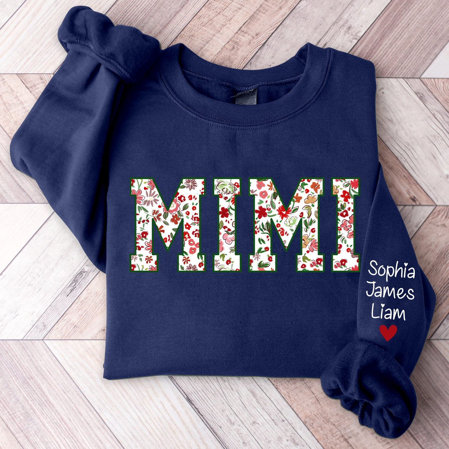 Lofaris Personalized Mimi Flower Pattern Gift Sweatshirt