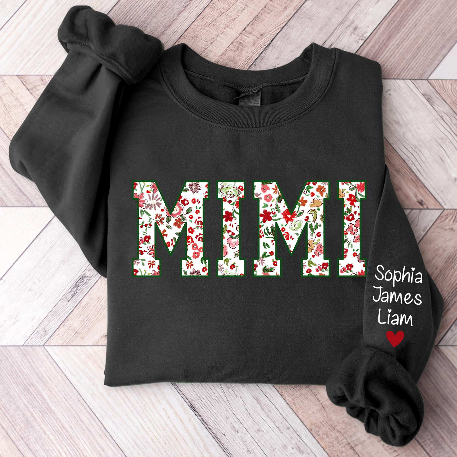 Lofaris Personalized Mimi Flower Pattern Gift Sweatshirt