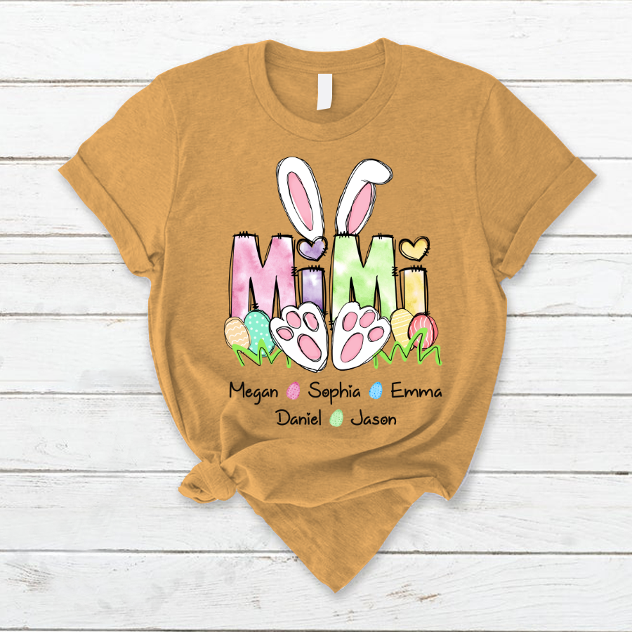 Lofaris Personalized Mimi Grandkids Bunny Easter T-Shirt