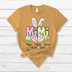 Lofaris Personalized Mimi Grandkids Bunny Easter T-Shirt