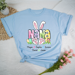 Lofaris Personalized Mimi Grandkids Bunny Easter T-Shirt