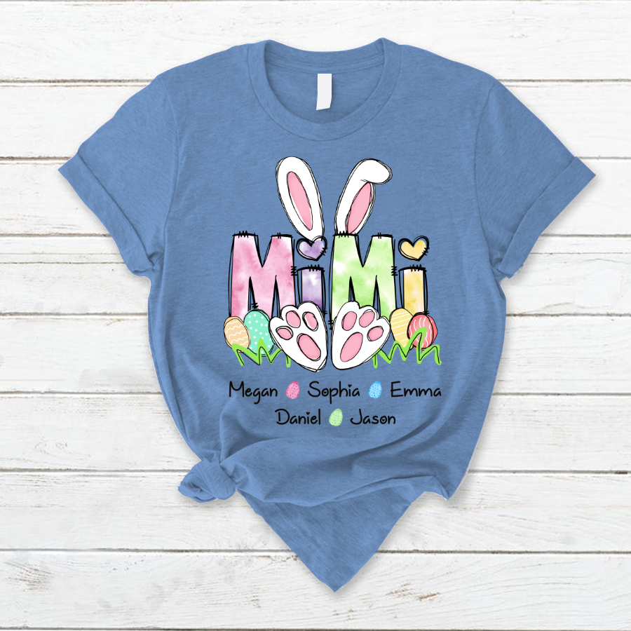 Lofaris Personalized Mimi Grandkids Bunny Easter T-Shirt
