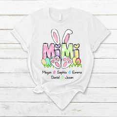 Lofaris Personalized Mimi Grandkids Bunny Easter T-Shirt