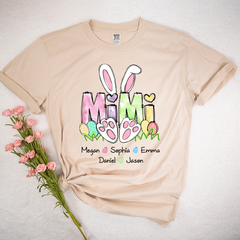 Lofaris Personalized Mimi Grandkids Bunny Easter T-Shirt