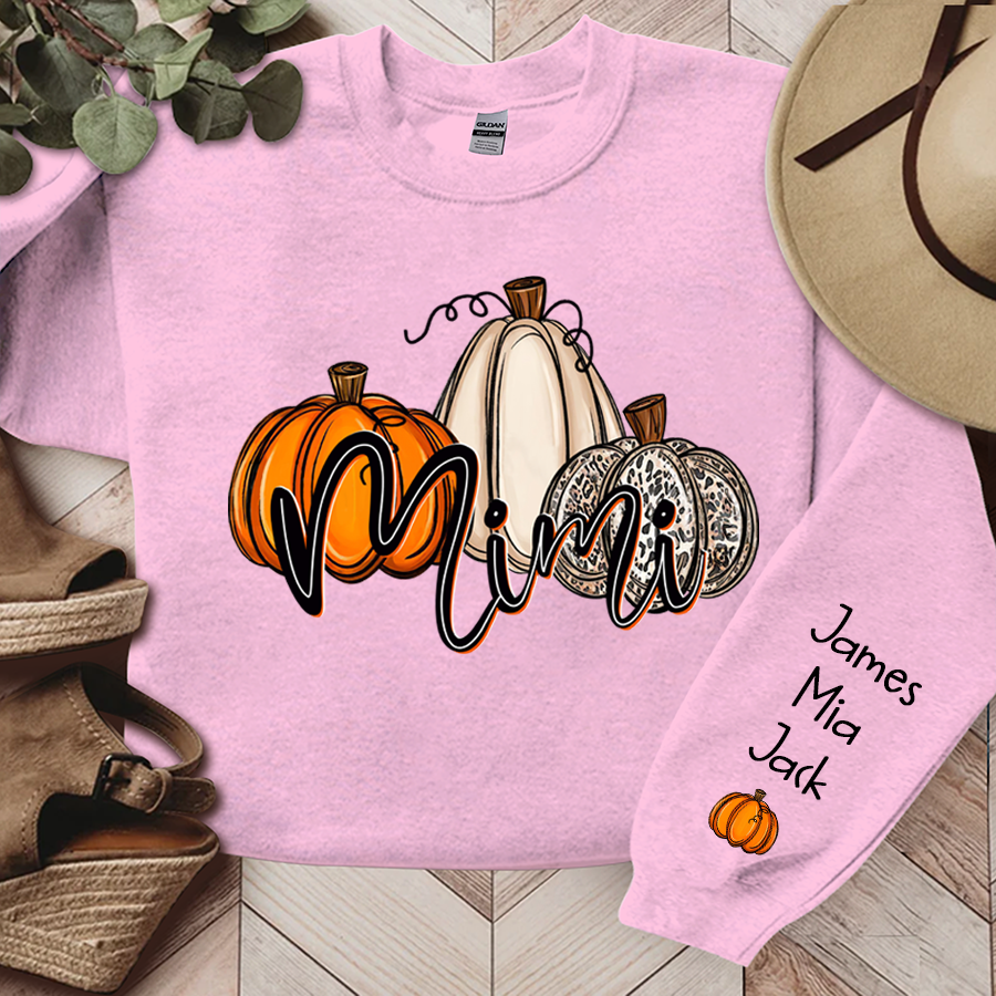 Lofaris Personalized Mimi Grandma Pumpkins Autumn Sweatshirt