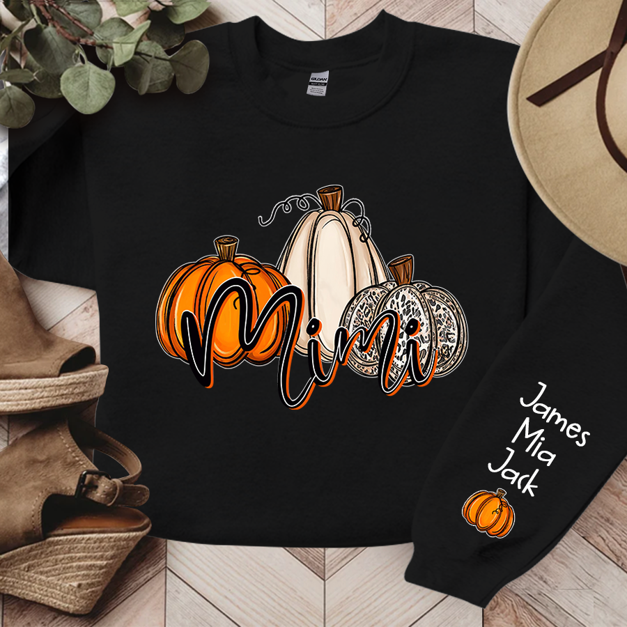 Lofaris Personalized Mimi Grandma Pumpkins Autumn Sweatshirt