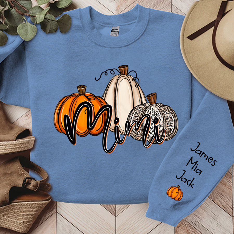 Lofaris Personalized Mimi Grandma Pumpkins Autumn Sweatshirt