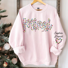 Lofaris Personalized Mimi Light Christmas Grandkids Backdrop