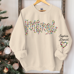 Lofaris Personalized Mimi Light Christmas Grandkids Backdrop