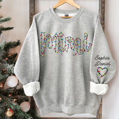 Lofaris Personalized Mimi Light Christmas Grandkids Backdrop