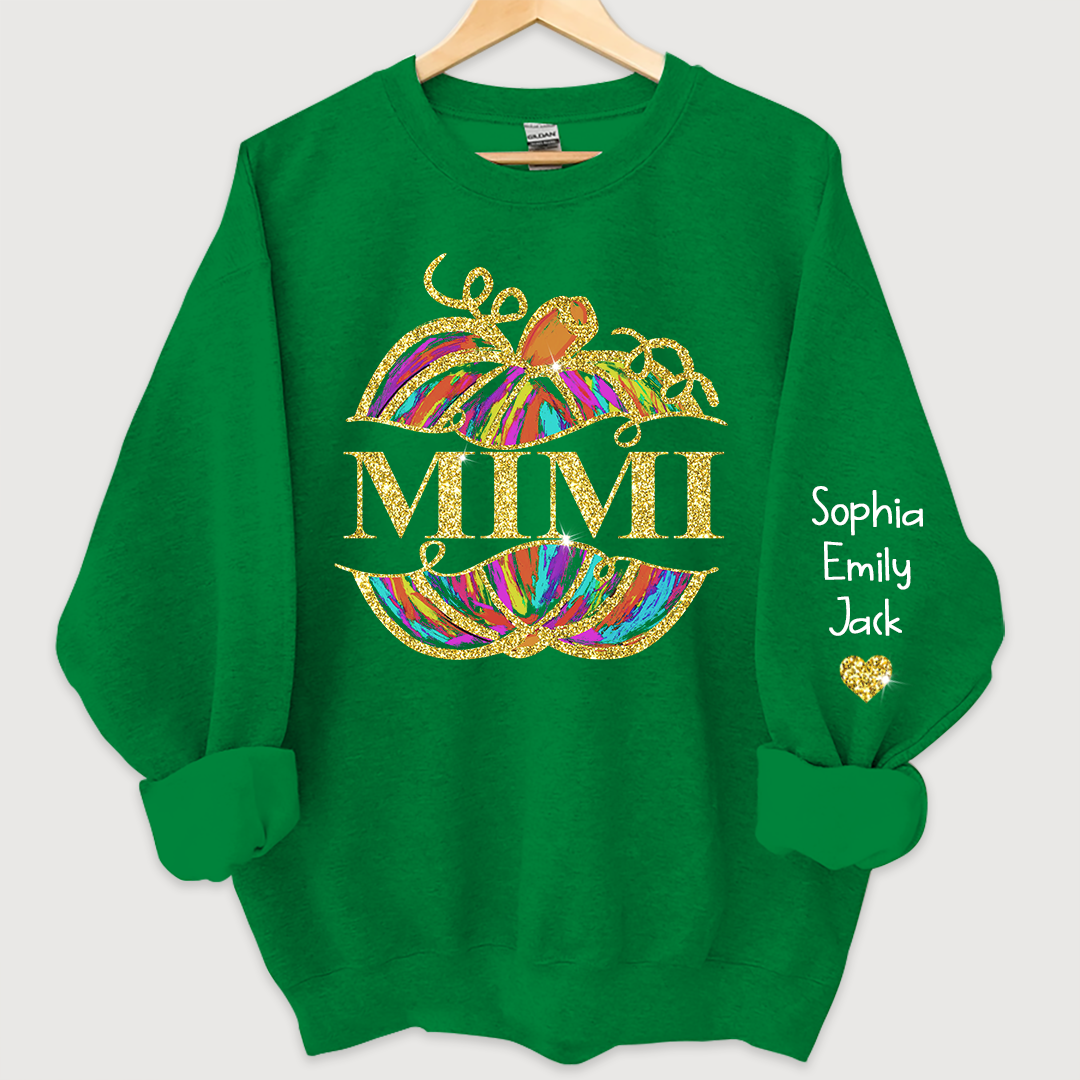 Lofaris Personalized Mimi Pumpkin Glitter Autumn Sweatshirt