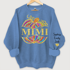 Lofaris Personalized Mimi Pumpkin Glitter Autumn Sweatshirt