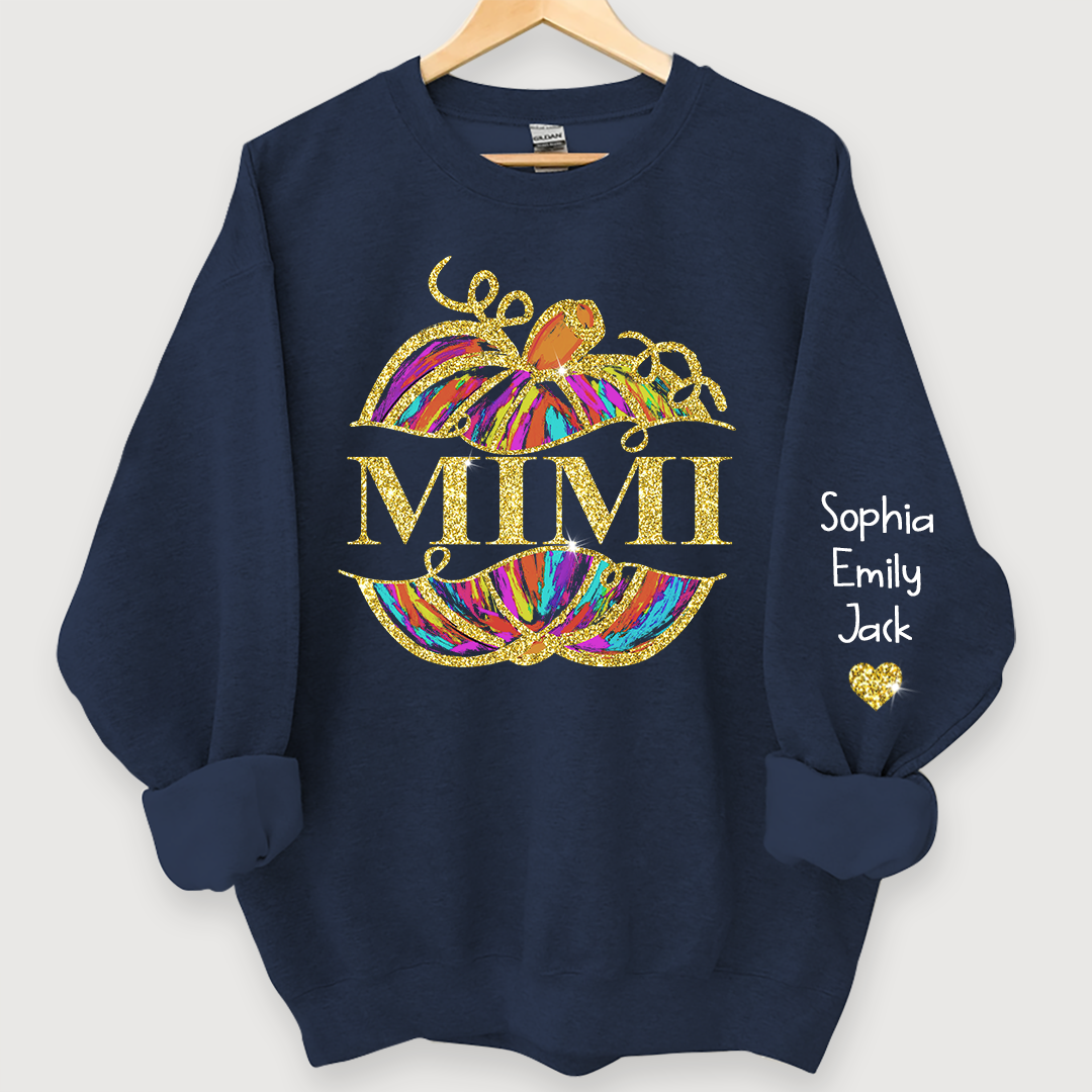 Lofaris Personalized Mimi Pumpkin Glitter Autumn Sweatshirt