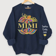 Lofaris Personalized Mimi Pumpkin Glitter Autumn Sweatshirt
