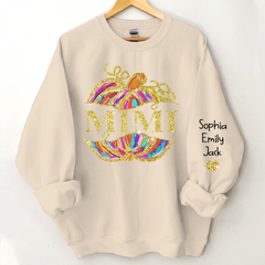 Lofaris Personalized Mimi Pumpkin Glitter Autumn Sweatshirt
