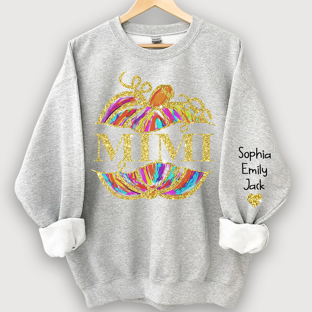 Lofaris Personalized Mimi Pumpkin Glitter Autumn Sweatshirt