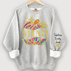 Lofaris Personalized Mimi Pumpkin Glitter Autumn Sweatshirt