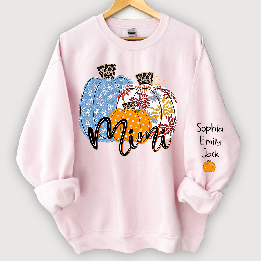Lofaris Personalized Mimi Pumpkin Grandkids Autumn Sweatshirt