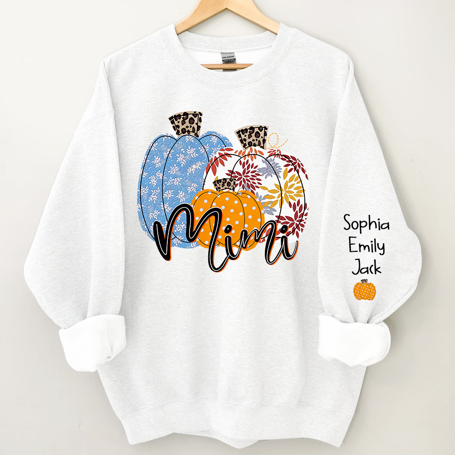 Lofaris Personalized Mimi Pumpkin Grandkids Autumn Sweatshirt
