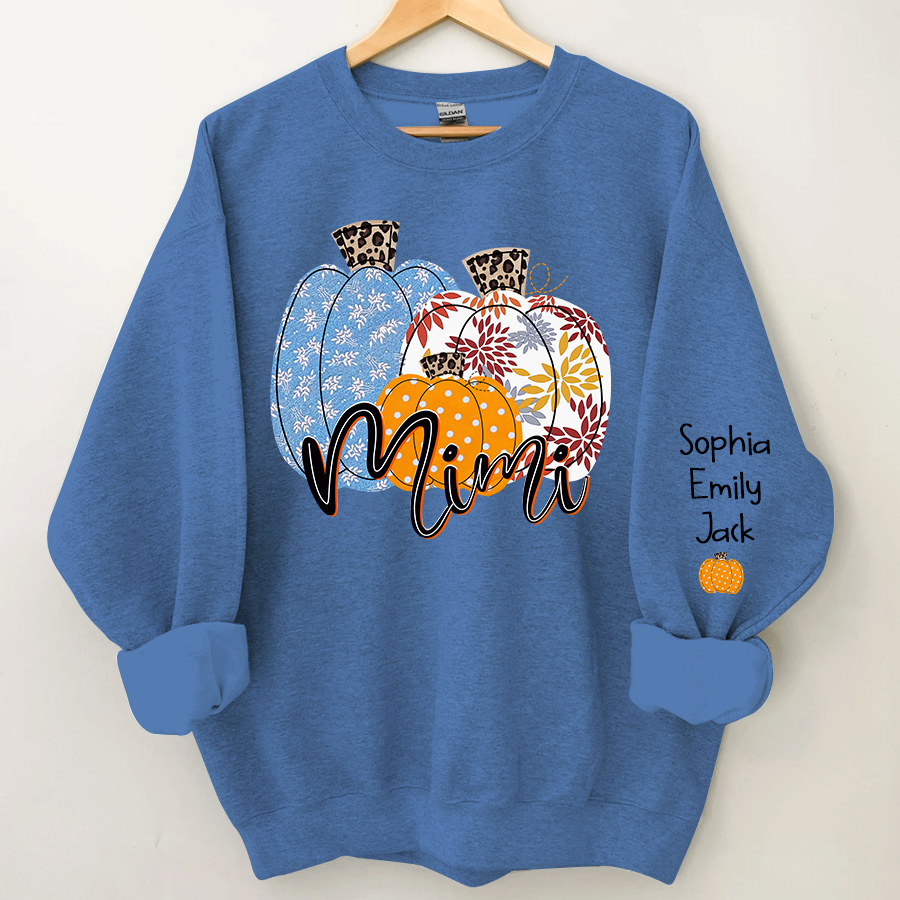 Lofaris Personalized Mimi Pumpkin Grandkids Autumn Sweatshirt